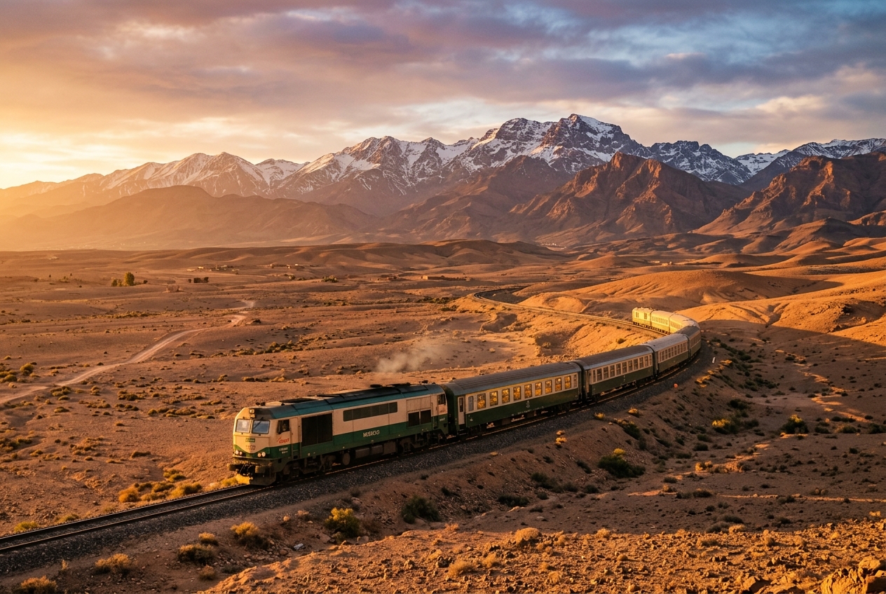 A modern Moroccan ONCF train at the railway station